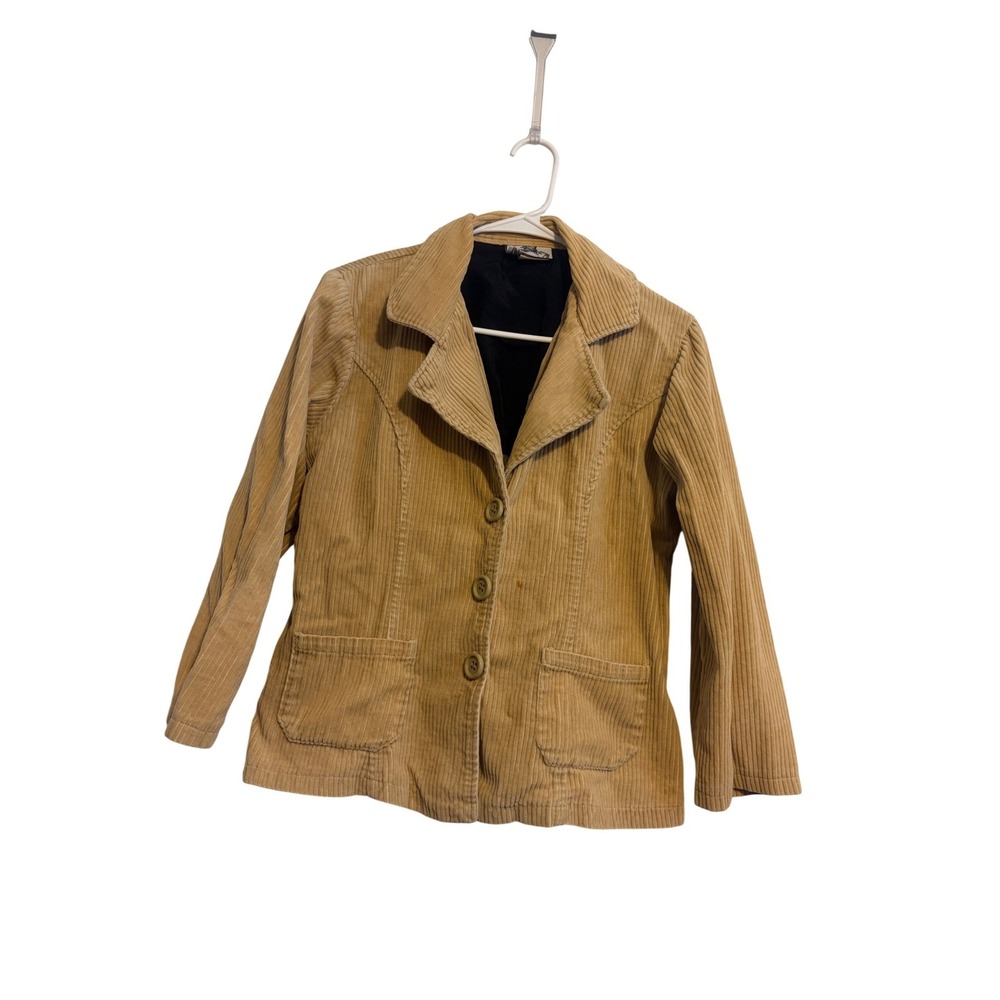 Sixty Canal Blazer Corduroy Vintage Tan Button Front Patch Pockets Medium